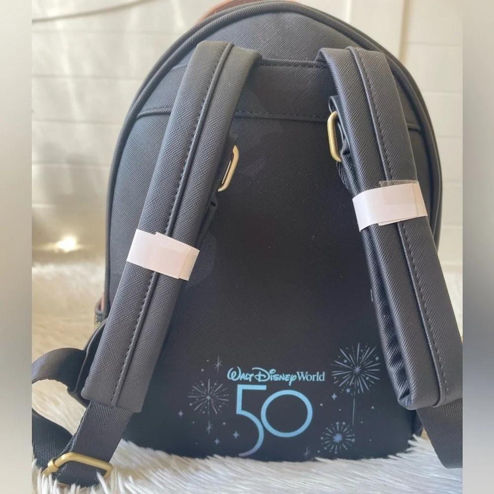 WDW 50TH ANNIVERSARY Collection Matte Black & Rose Gold Castle Mini Backpack